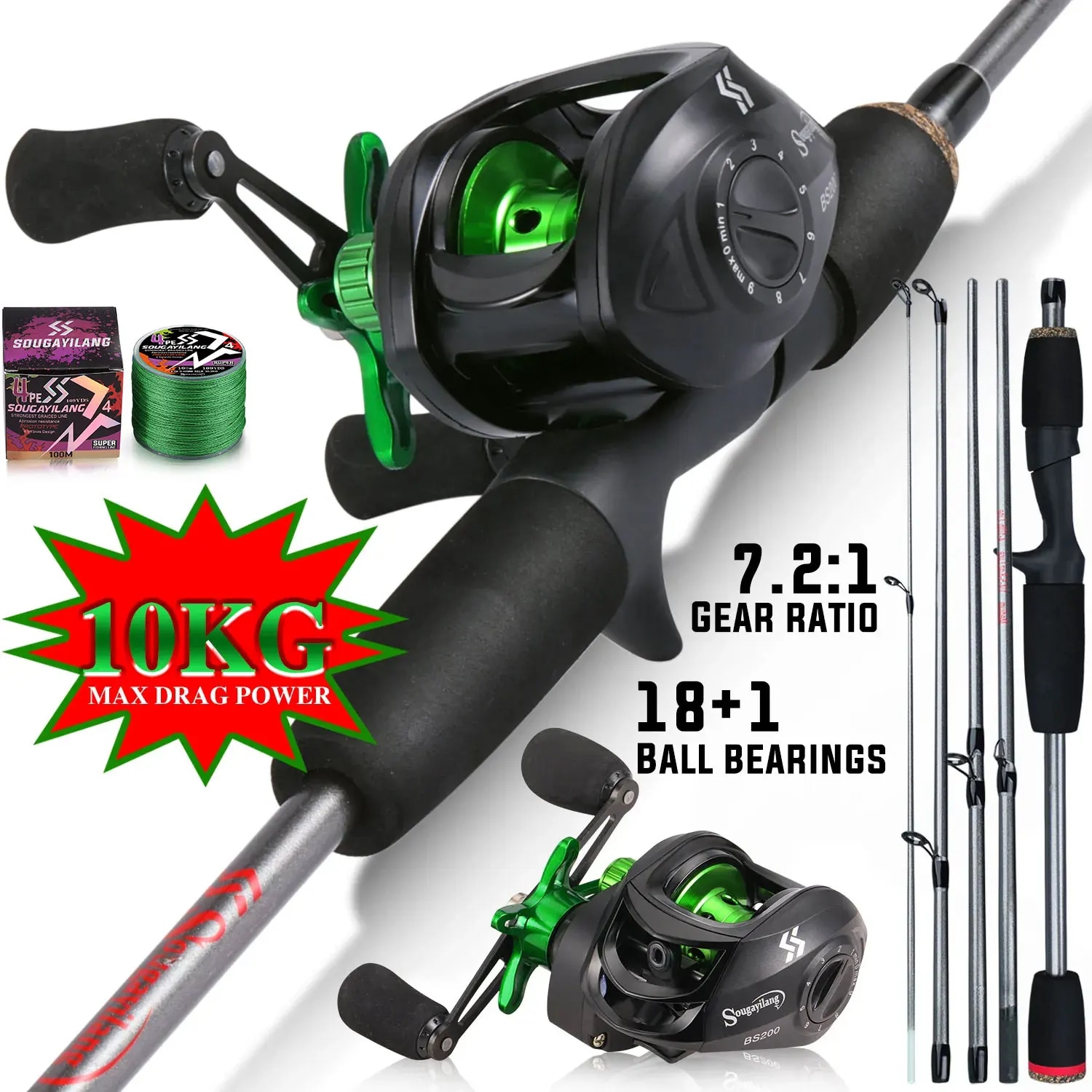 Conventional Reel - Sougayilang tongkat pancing Kombo 1.7m, serat