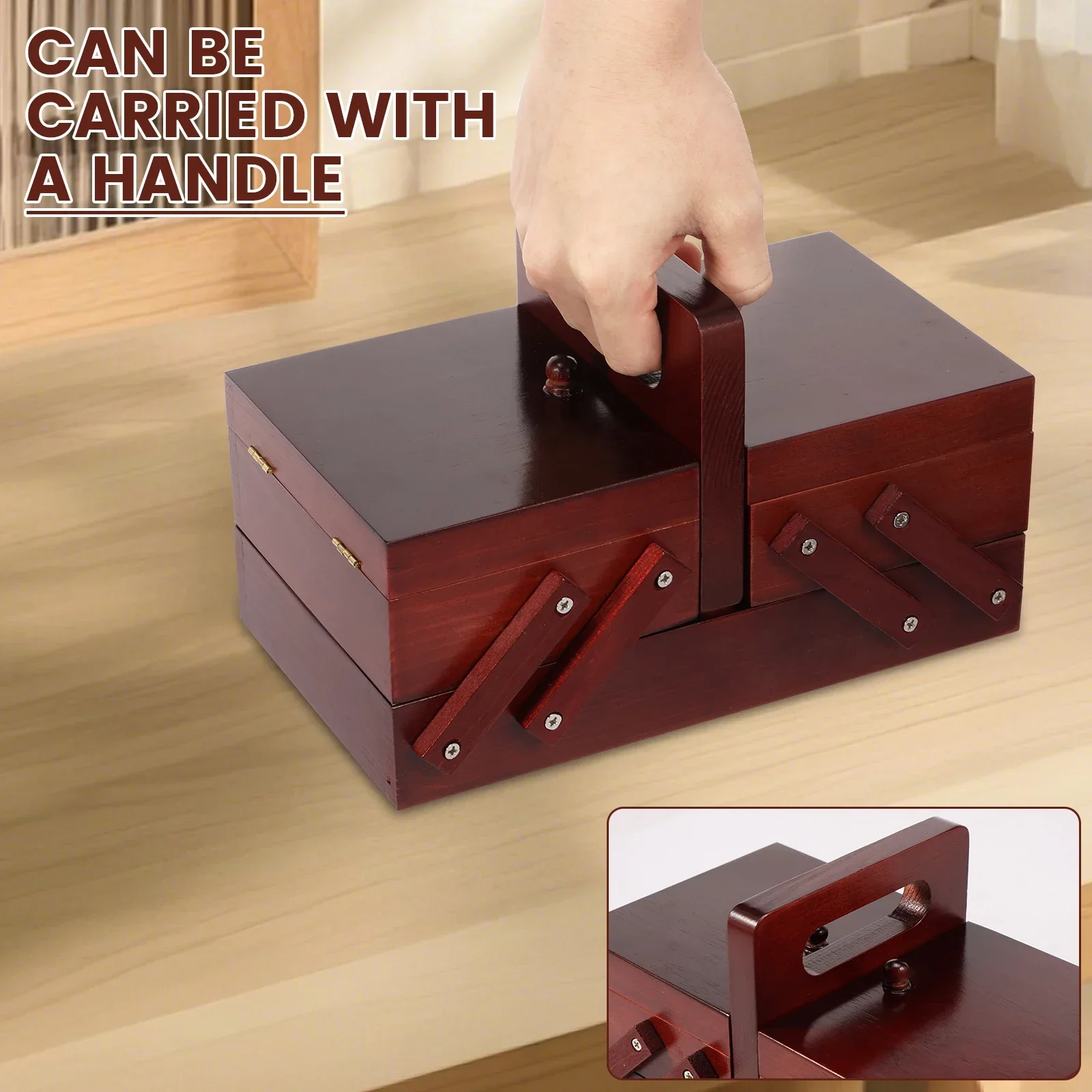 Kotak Benang Jahit Kayu Vintag - Reel Handle ulasan dan harga